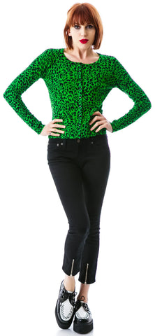 Lola Leopard Cardigan - Green