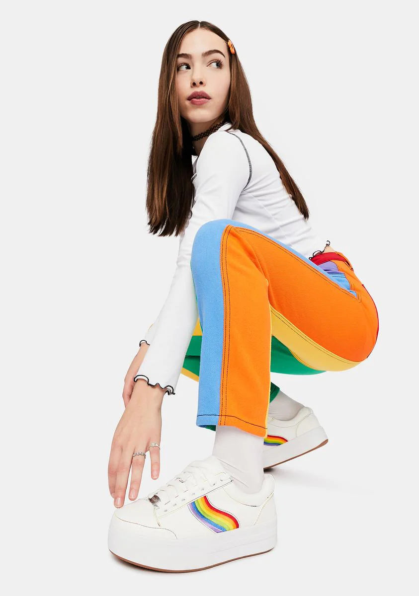 Snowball Fight Rainbow Stripe Platform Sneakers