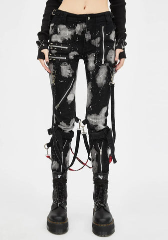 Bleach And Stud Bondage Pants