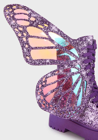 Violet Metamorphic Butterfly Boots