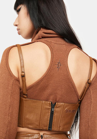 Atmosphere Lace-Up Vegan Leather Underbust Corset