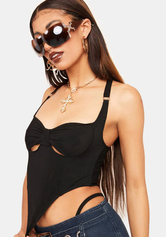 Black Cropped Cami Bustier Top