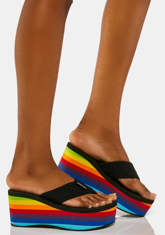 Crush Rainbow Platform Flip Flops