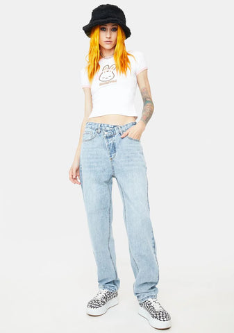 Overlap Button Jeans