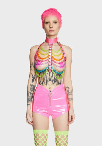 Attention On Me Chain Harness - Pink