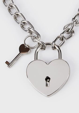 Jumbo Heart Lock Chain Necklace