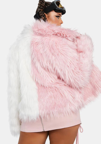 Plus Blush Balancing Act Faux Fur Jacket