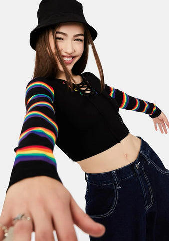 Deck The Halls Lace Up Crop Top