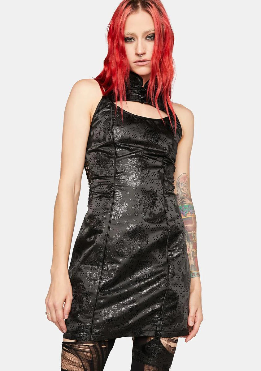Dragon Jacquard Tight Mini Dress