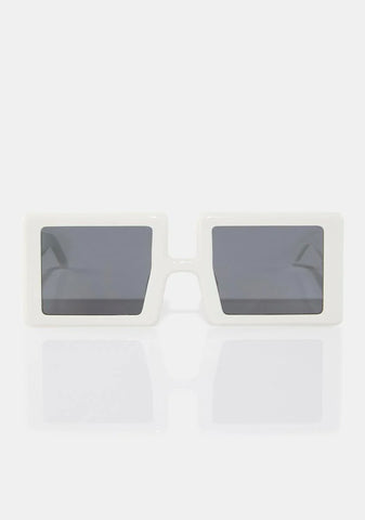White Boxy Tic Tac Toe Sunglasses