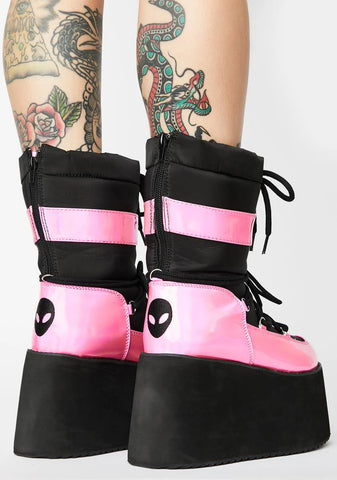 Pink Holographic Qronic Winter Boots
