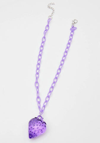 Lilac Tipsy Strawberry Charm Chain Necklace