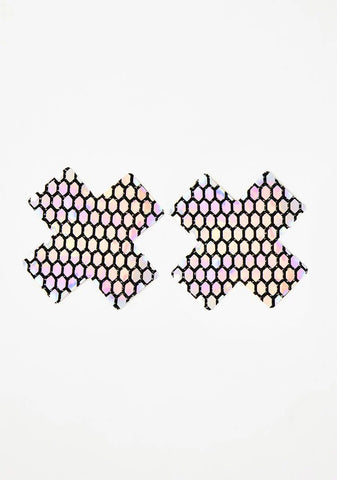 Mirrored Holographic Cross Pasties