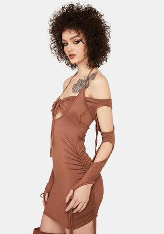 Mocha Hurry Back Soon Mini Dress