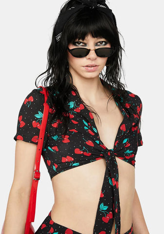 Cherry Good Day Tied Top