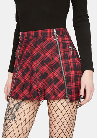 Red Plaid Mini Skirt