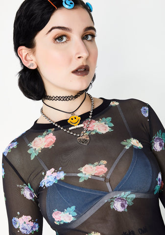 Bedroom Eyez Sheer Floral Top