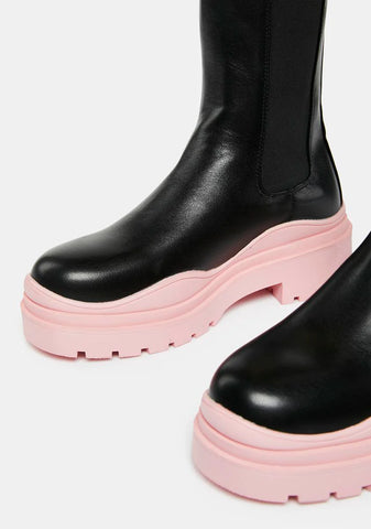 Pink Ghosted Wavy Ankle Boots