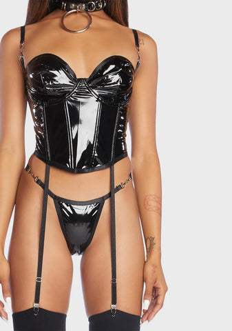 Vinyl Bustier Lingerie Set