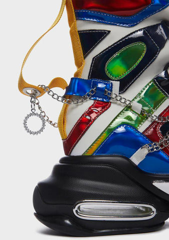 Orange-43 Hologram Wedge Sneakers