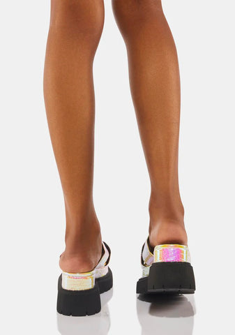 Shiny Thoughts Iridescent Sandals