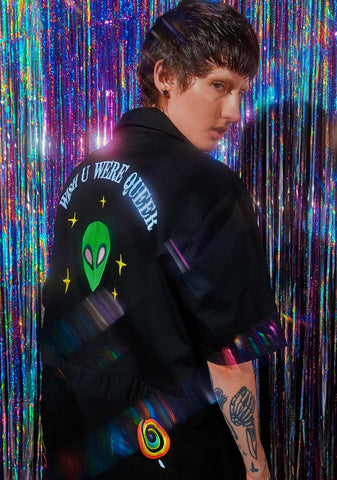 Wish You Were Queer Embroidered Patch Romper