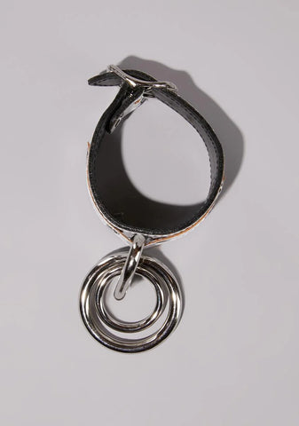 White O Ring Vegan Leather Wrist Cuff