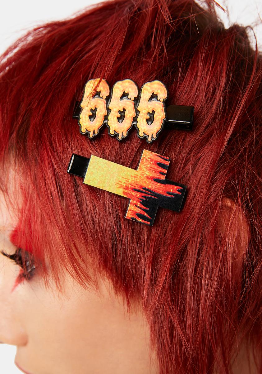 666 And A Cross Skip Hair Pins Set
