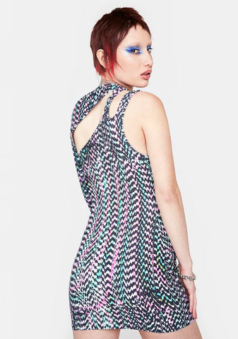 Digital Daze Cut-Out Mini Dress