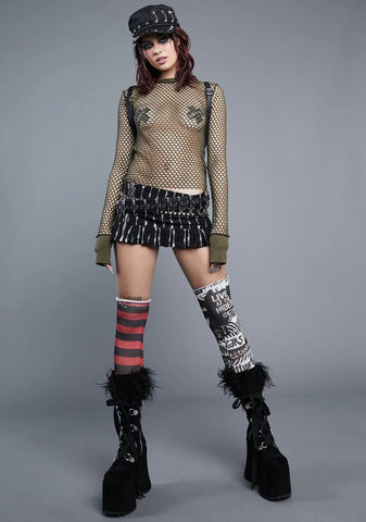 Downward Spiral Fishnet Top