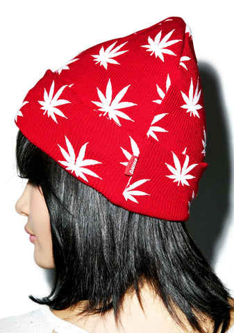 All Over Mary Jane Beanie - Red