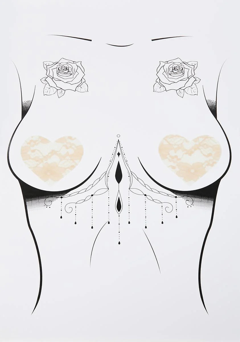 Nude Lace Heart Pasties
