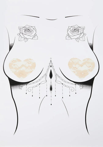 Nude Lace Heart Pasties