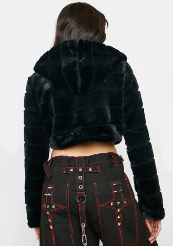 Beat Girl Faux Fur Cropped Hoodie