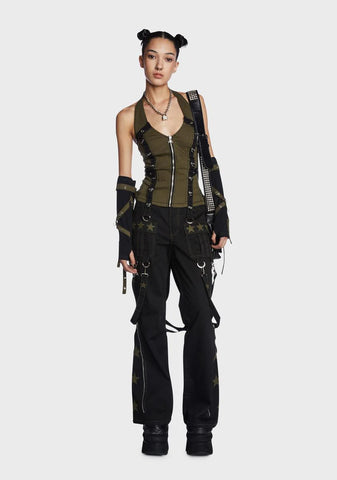 Army Multi Eyelet Corset Top