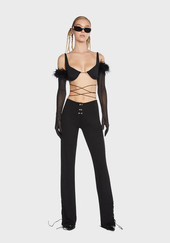 Hook-And-Eye Lace-Up Pants