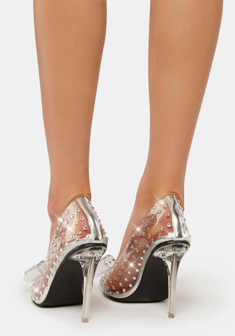Clear Fake Love Diamante Heels