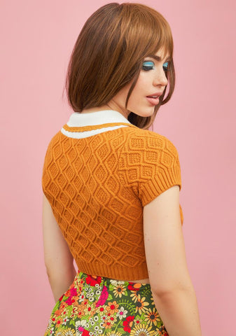 Mustard Daydream Believer Crop Sweater