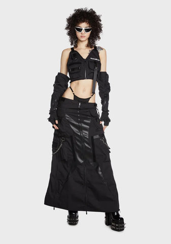 Techno Long Skirt With Tactical String Panty