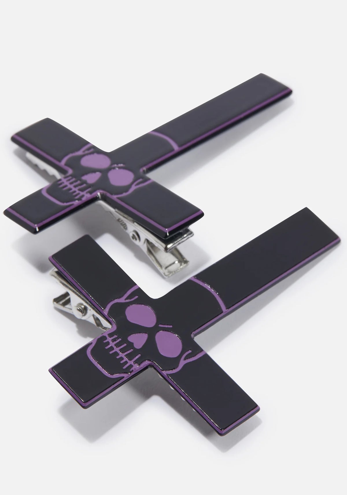 Purple Inverted Cross Skull Hairslides