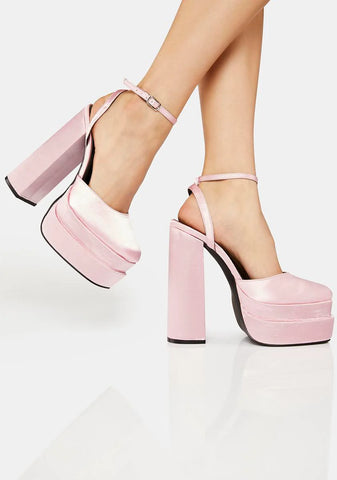 Pink Satin Moonchild Platform Heels