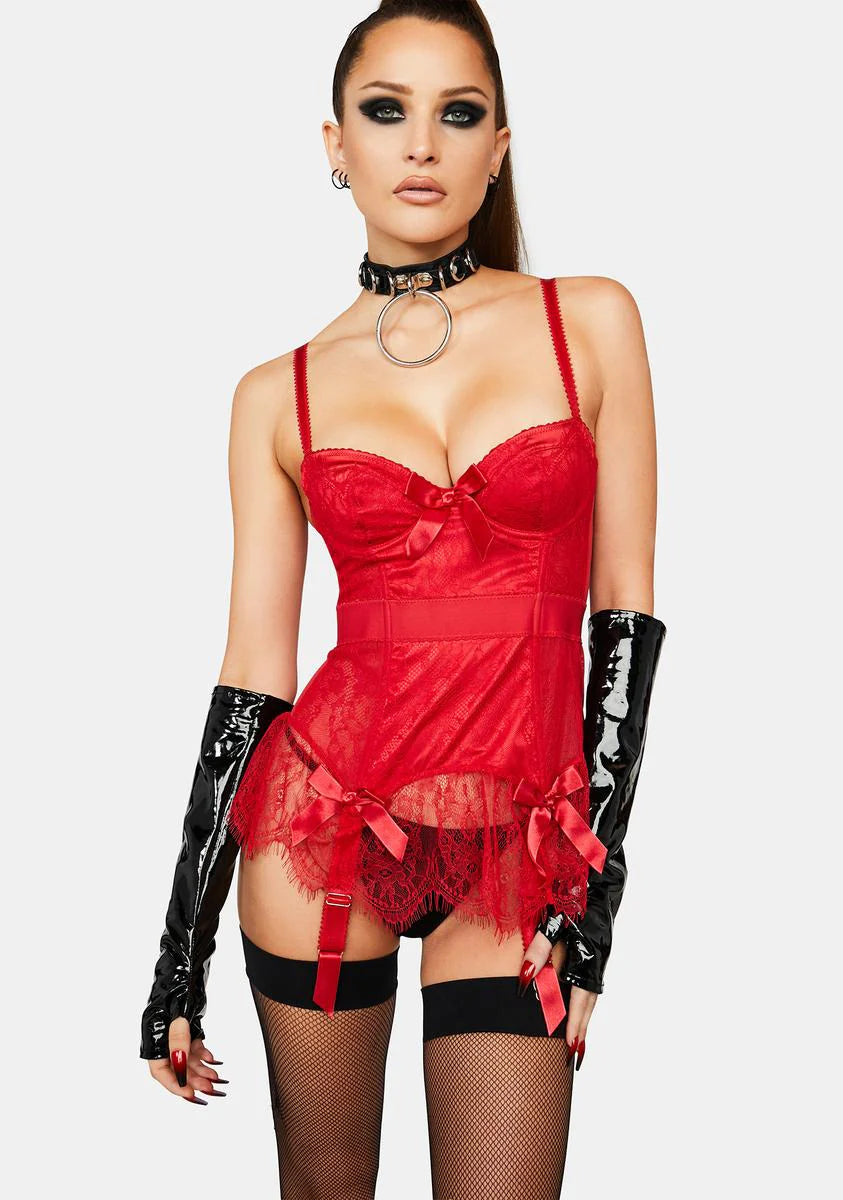 X Bettie Page Red Tempest Basque