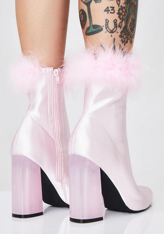 Luv Me Or Hate Me Marabou Boots - Pink