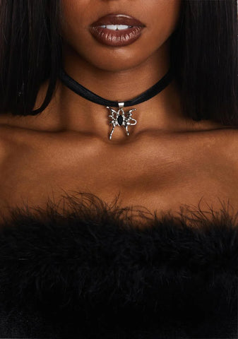 Warped Utopia Velvet Choker - Black