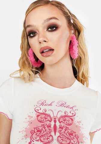 Electrifying Winks Fuzzy Hoop Earrings