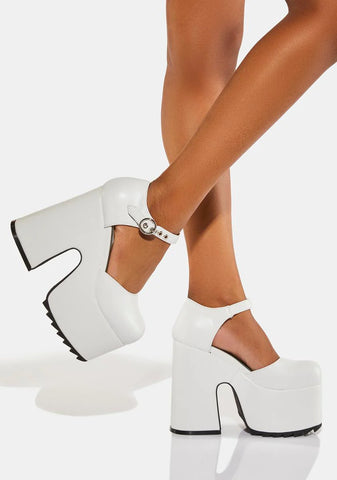 White Out Of State Platform Heels