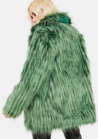 Green Faux Fur Coat