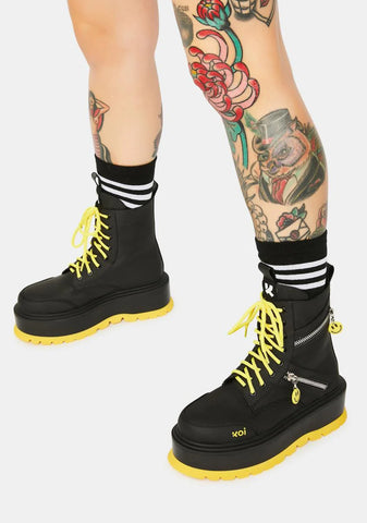 Bassiani Smiley Face Platform Boots