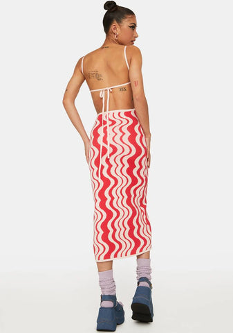Wavy Print Midi Dress