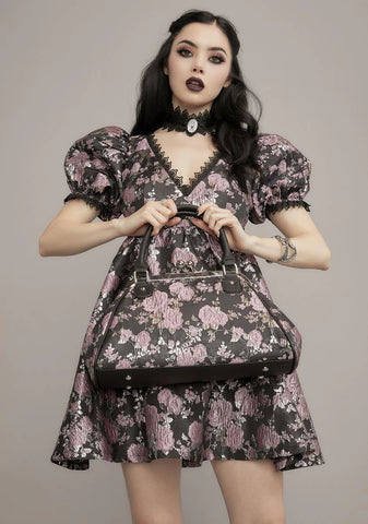 Mauve Fanged Faerie Brocade Handbag